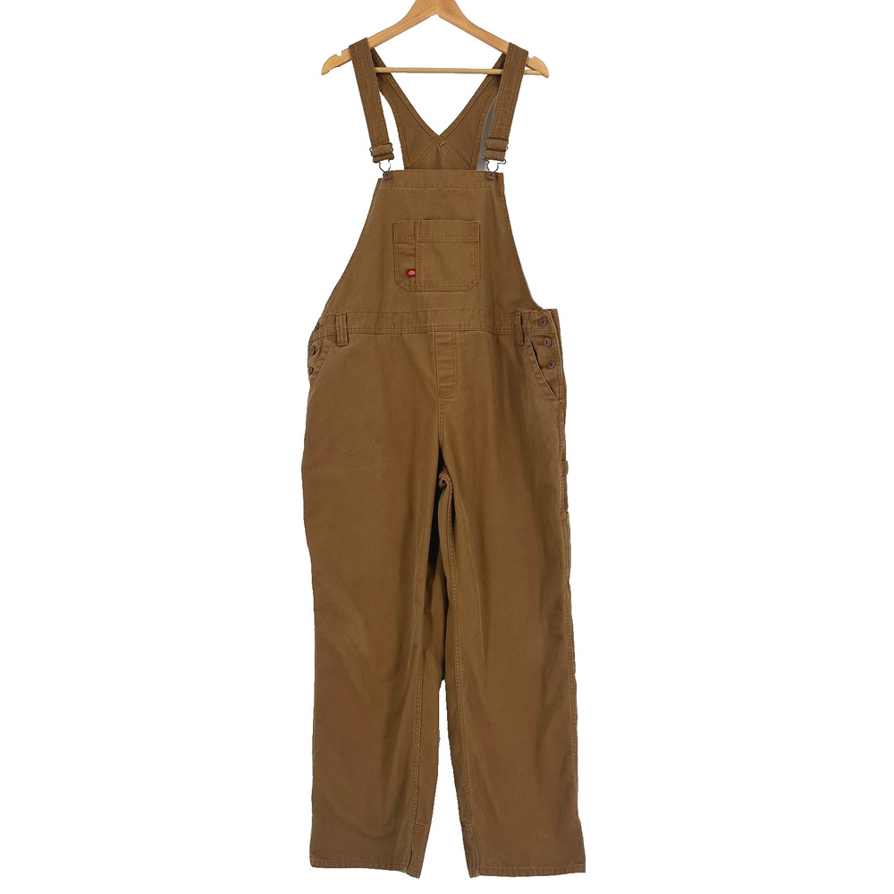 Dickies Relaxed Fit Bib Overalls XL Brown Duck Workwear Heavyweight Rugged